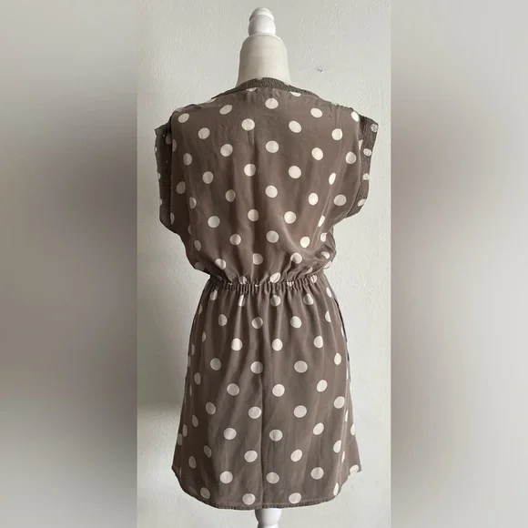 BROADWAY & BROOM Silk Polka Dot Cinched Waist Mini Dress - Picture 3 of 6